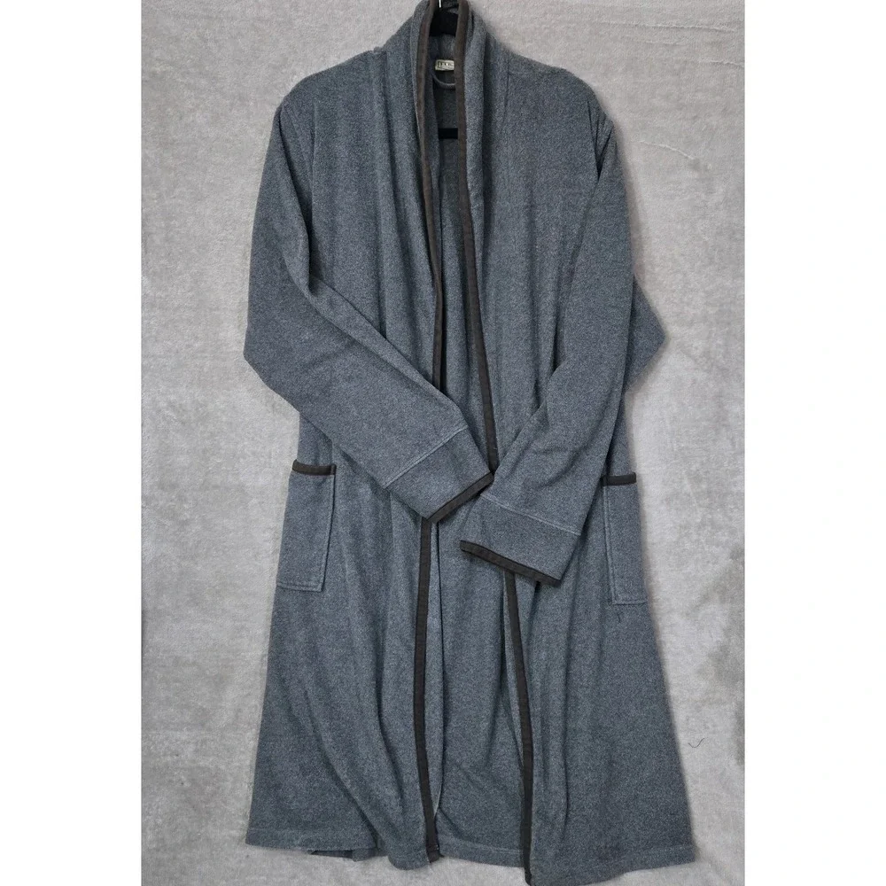 L.L. Bean Robe Mens Medium Gray Fleece Lounge‎ Pockets Old Money Heritage